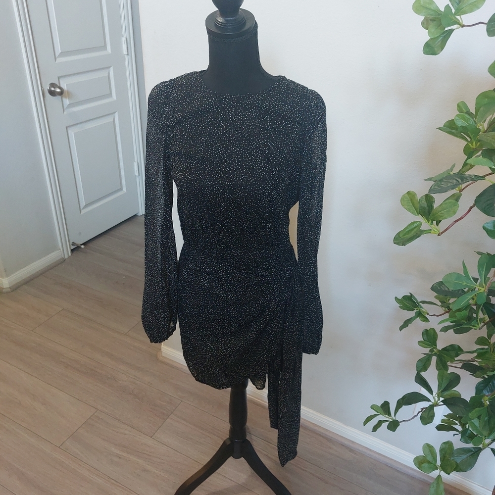 Zara Trafaluc Collection Black and White Longsleeve Wrap Dress Size Small